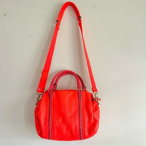 Marc By Marc Jacobs Q Snake Satchel Crossbody Bag Leather Multi Neon Orange Pink - Picture 4 of 16